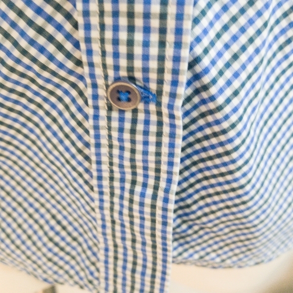 Eddie Bauer Women Button Down Shirt Sz M Blue/Gree - Picture 2 of 8